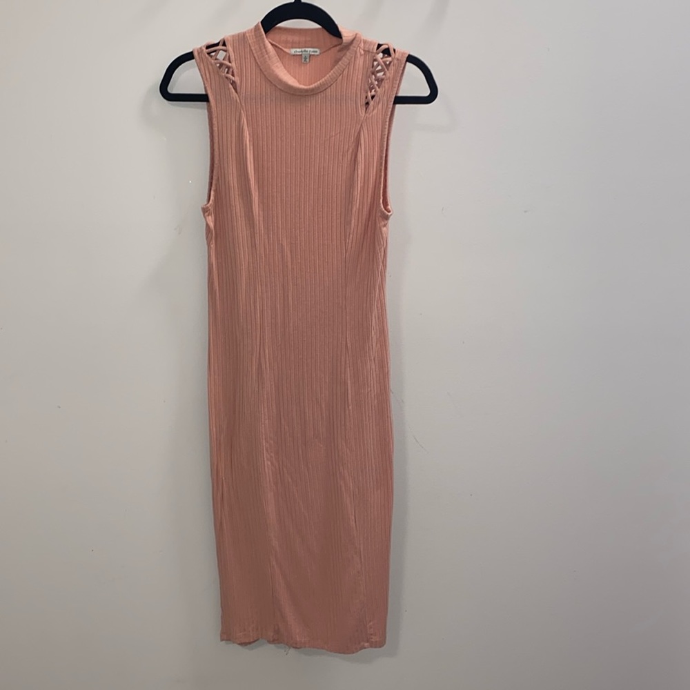 CHARLOTTE RUSSE SS MIDI FORM FITTED DRESS SIZE JUNIOR L